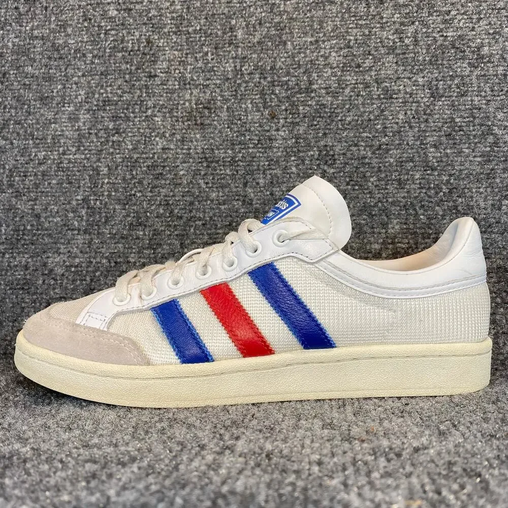 Adidas Mens Americana Low Top Sneakers White With Red Blue Stripes Size 8.5